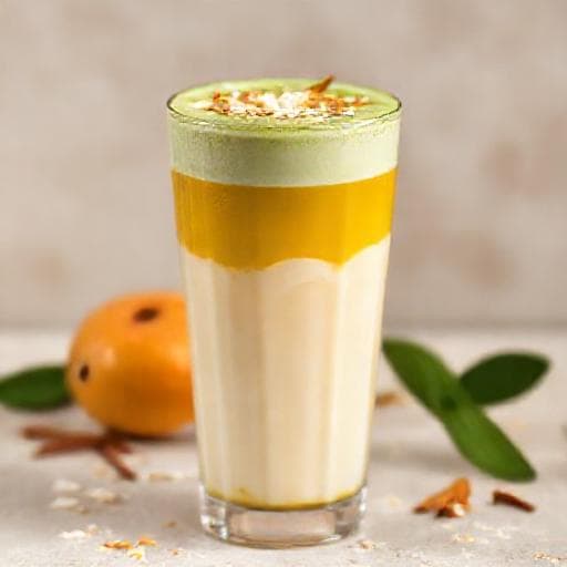 Spiced Mango Matcha Latte with Coconut Milk