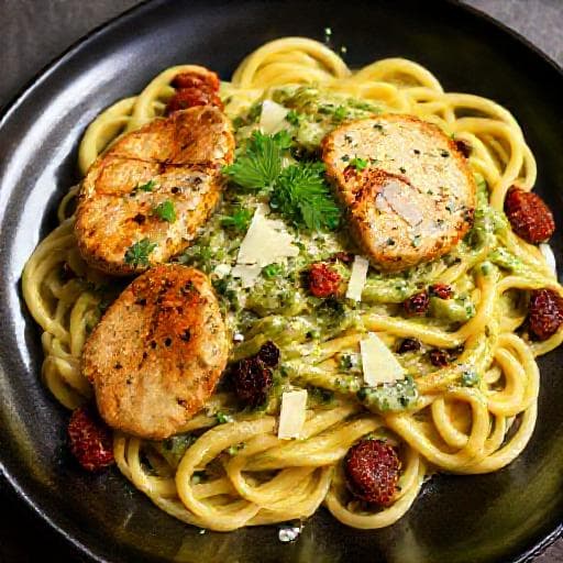 Creamy Tuscan Chicken Pesto Pasta