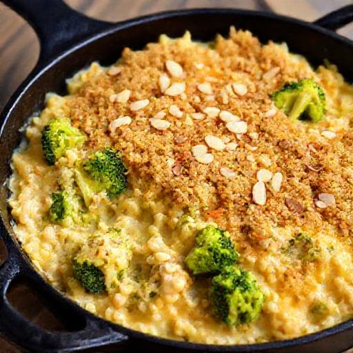 Cheesy Chicken Broccoli Rice Casserole with a Crispy Topping