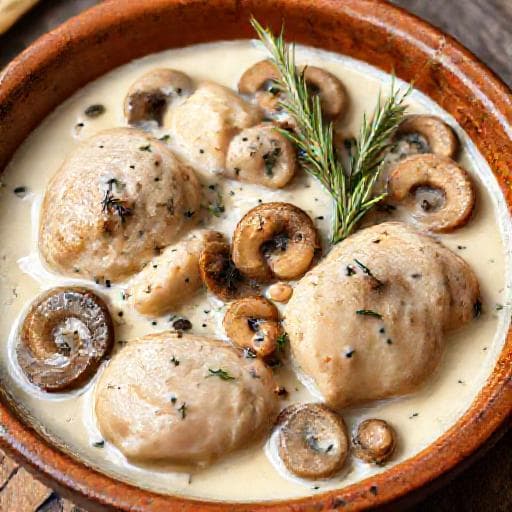 Pollo al Latte con Funghi e Rosmarino