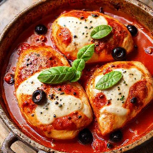 Pollo alla Pizzaiola con Mozzarella e Basilico