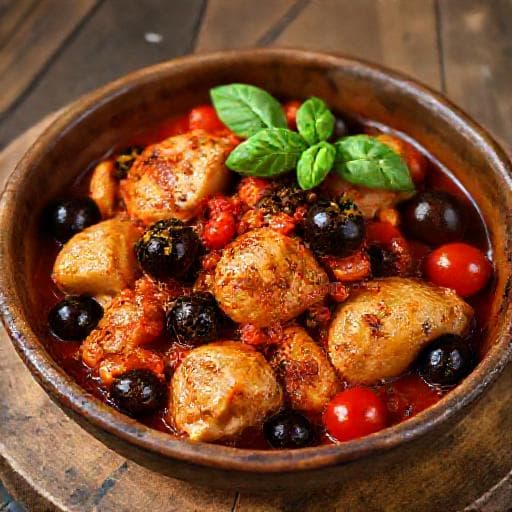 Pollo alla Cacciatora con Olive e Pomodorini