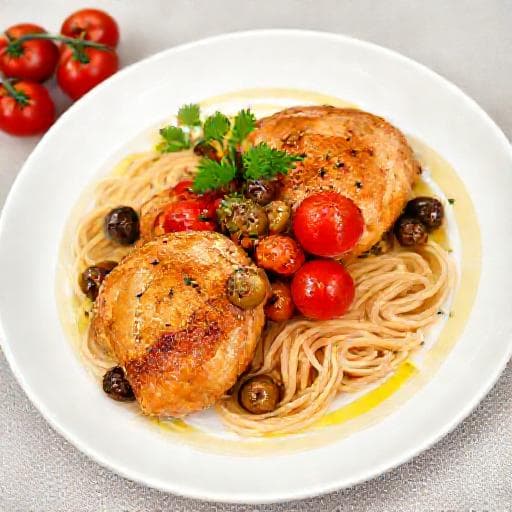 Pollo in Padella con Olive Taggiasche e Pomodorini