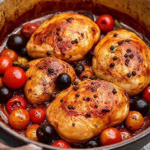 Pollo Mediterraneo al Forno con Olive e Pomodorini