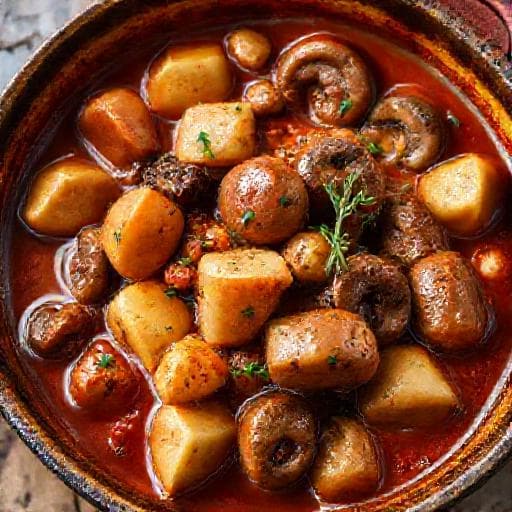 Salsiccia in Umido con Patate e Funghi