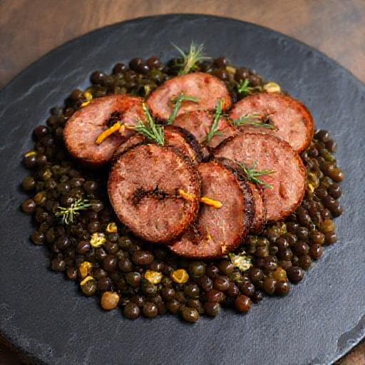 Cotechino con Lenticchie al Profumo di Arancia e Rosmarino