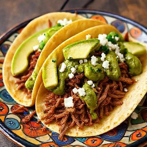 Tacos di Carne con Salsa Verde e Avocado