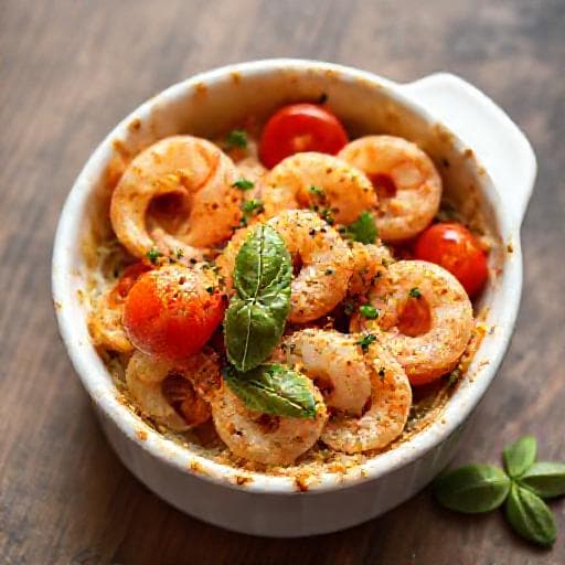 Gamberi e Calamari Gratinati Veloci con Pomodorini e Basilico