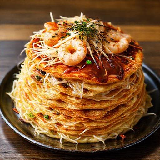 Okonomiyaki con Gamberi e Zenzero (Hiroshima Style)