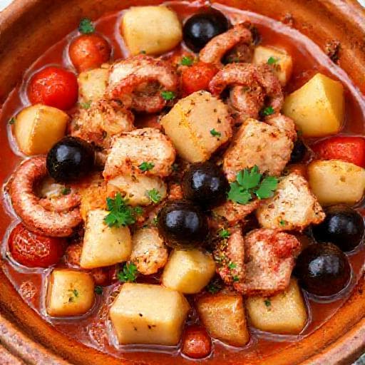 Polpo alla Luciana con Patate e Olive