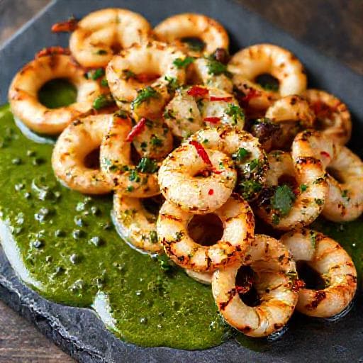 Calamari Grigliati con Salsa Verde e Peperoncino