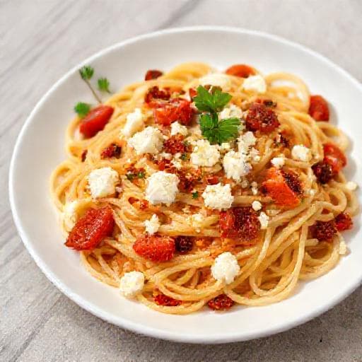 Pasta Veloce con Feta e Pomodorini Secchi