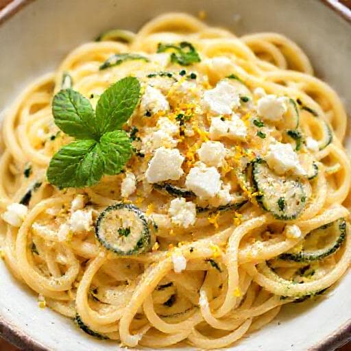 Pasta Cremosa con Feta, Zucchine e Limone