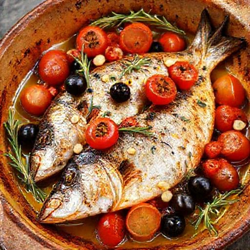Sgombro al Forno con Pomodorini e Olive