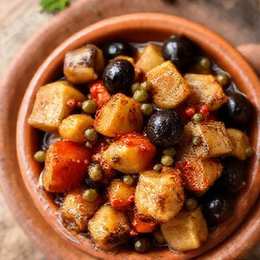 Melanzane a funghetto con olive e capperi