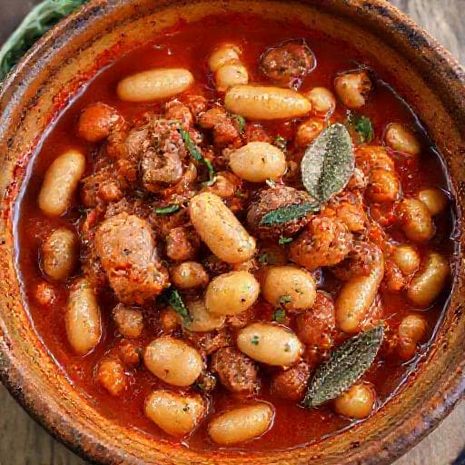 Fagioli all’Uccelletto con Salsiccia