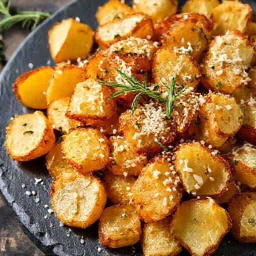 Patate Schiacciate Croccanti con Parmigiano e Rosmarino