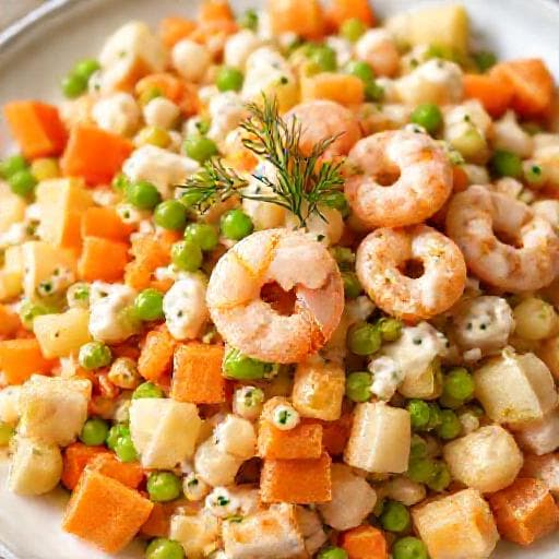 Insalata Russa con Gamberetti e Cetriolini