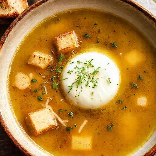 Zuppa Pavese con Crostini Aromatici