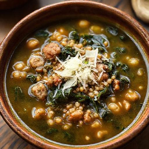 Zuppa di Cavolo Nero con Farro e Salsiccia