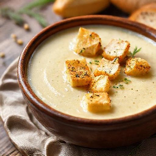 Vellutata di Porri e Patate con Crostini Aromatici