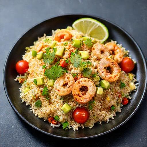 Insalata di Riso Croccante con Gamberetti e Avocado