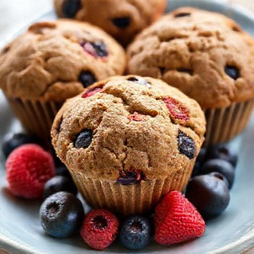 Muffin Proteici Integrali con Frutti di Bosco