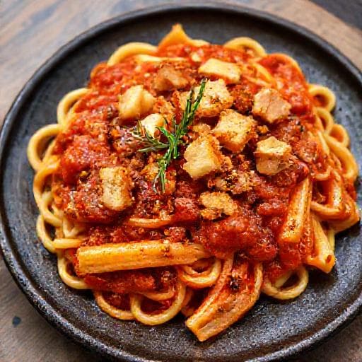 Pici all'Aglione con Guanciale Croccante