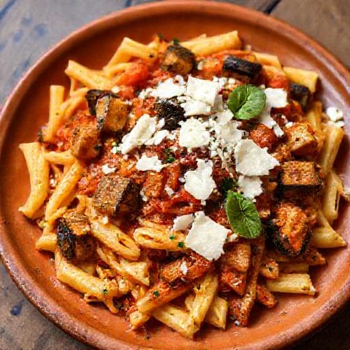Pasta alla Carrettiera con Melanzane e Ricotta Salata