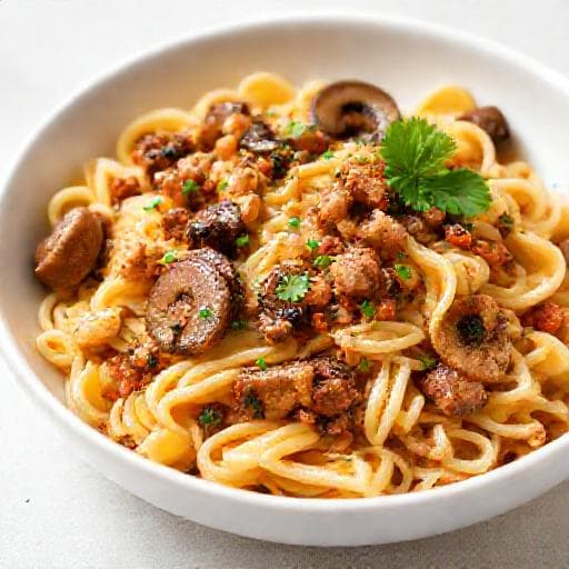 Gramigna con Salsiccia e Funghi Porcini