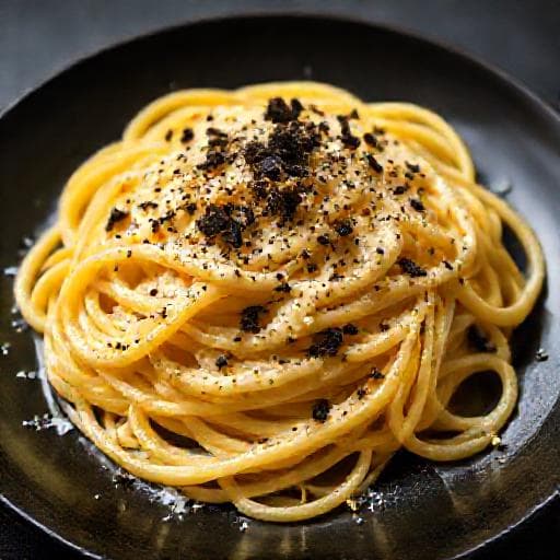 Tajarin con Crema di Parmigiano e Tartufo Nero