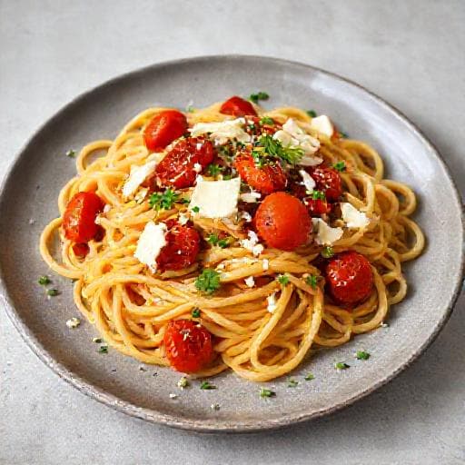 Troccoli Veloci con Pomodorini Confit e Ricotta Salata