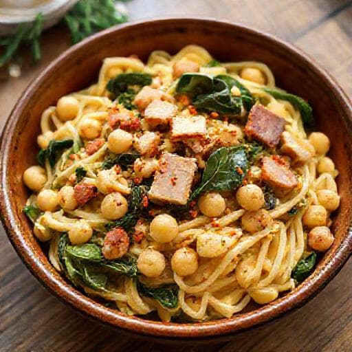 Ciceri e Tria con Verdure e Guanciale