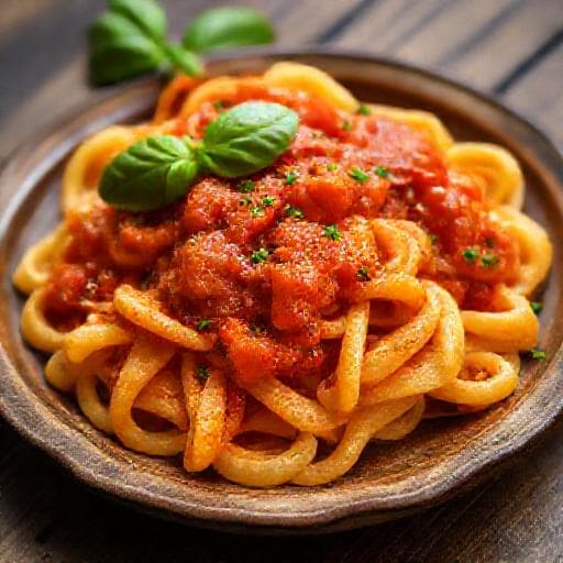 Sagne 'ncannulate al Sugo di Pomodoro e Basilico