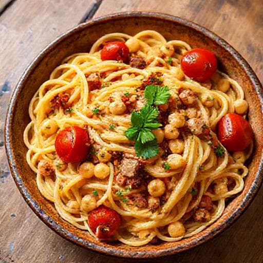 Lagane e Ceci con Guanciale e Pomodorini