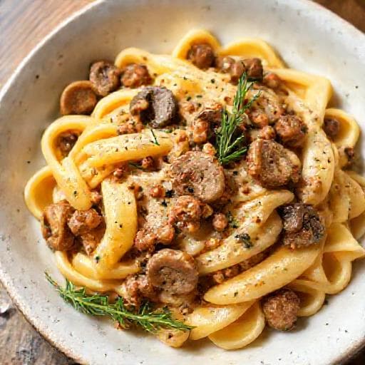 Pasta alla Norcina con Funghi e Rosmarino