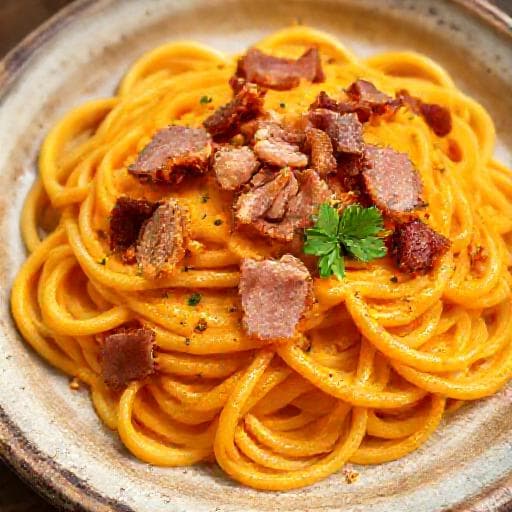 Pasta con Crema di Zucca e Speck