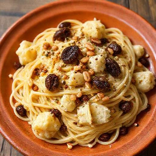 Pasta con Cavolfiore, Uvetta e Pinoli