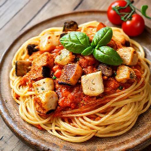 Pasta con Pesce Spada e Melanzane alla Siciliana