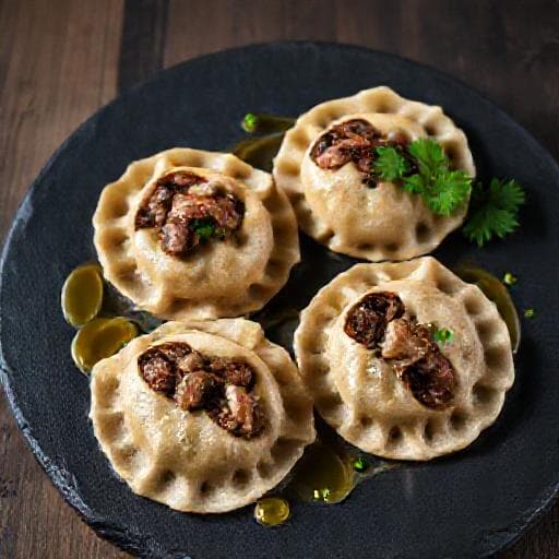 Schlutzkrapfen con Ripieno di Funghi e Speck
