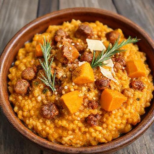 Risotto con Salsiccia, Zucca e Rosmarino