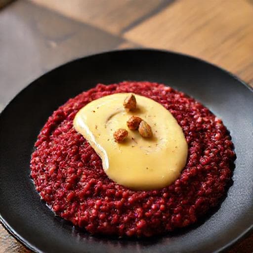 Risotto al Barolo con Fonduta di Castelmagno