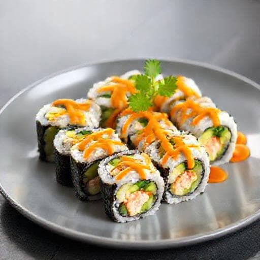 Kalifornijske Rolice s Mango-Chili Preljevom
