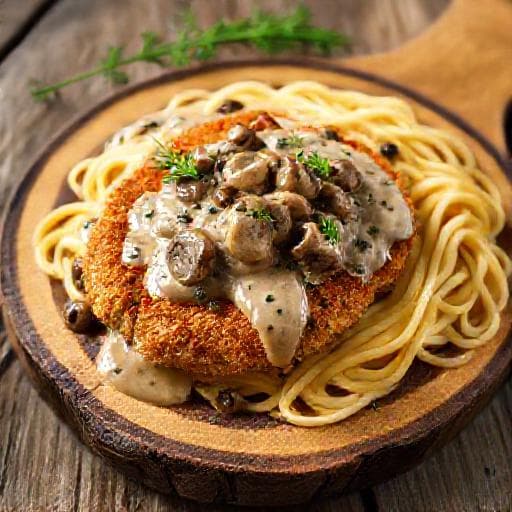 Samoborski kotlet s gljivama i vrhnjem