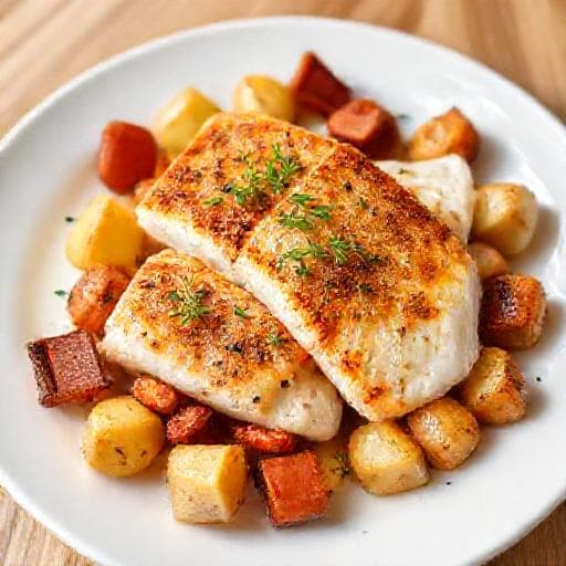 Rask Torsk med Chorizo og Poteter
