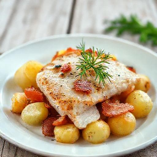 Klassisk Boknafisk med Bacon og Poteter