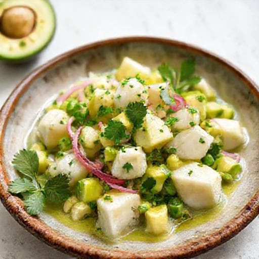 Kveiteceviche med Avokado og Koriander