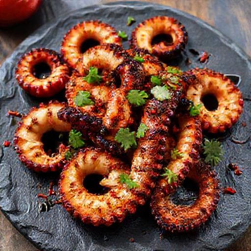 Grillet Blekksprut med Paprika og Chili