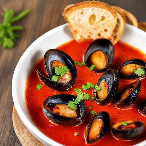 Rask Blåskjellsuppe med Tomat og Chili