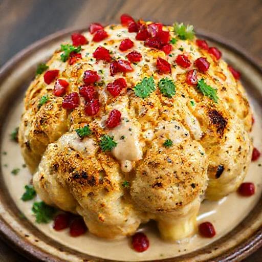 Helbakt blomkål med tahini og granateple